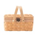 Vintiquewise Small Woodchip Picnic Basket with Cover and Folding Handles QI003505.S